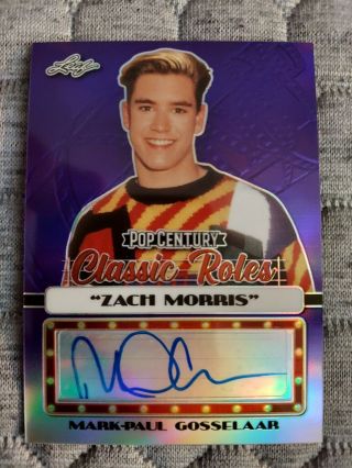 Zach Morris Mark - Paul Gosselaar Purple Auto 2/20 And Trading Cards