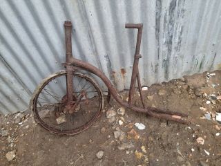 Vintage Antique Bike Bicycle 19th Century Frame Front Wheel Pedal Blacksmith Mad