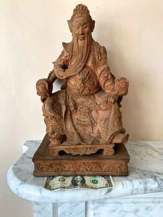 Antique/vintage Chinese Camphor Statue Guan Yu Gong Warrior 17”