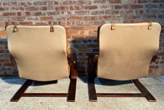 Oversized Vintage Ekrone 1970 Danish Bentwood Chairs Tan Leather 6