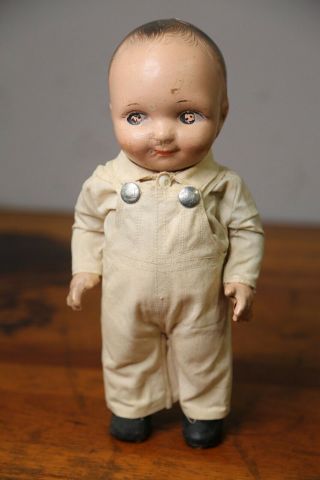 Vintage Buddy Lee Doll Composition White Sanforized Overalls Union Made Levis