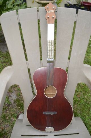 Kay Keykord Push Button Tenor Acoustic Guitar W/ Case Antique Vtg 20s 30s