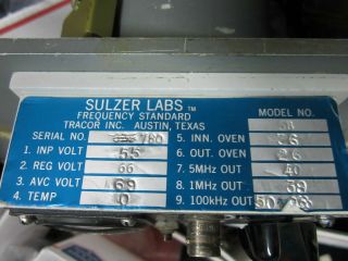 VINTAGE SULZER ULTRA STABLE QUARTZ OSCILLATOR 5 MHz FREQUENCY STANDARD 5
