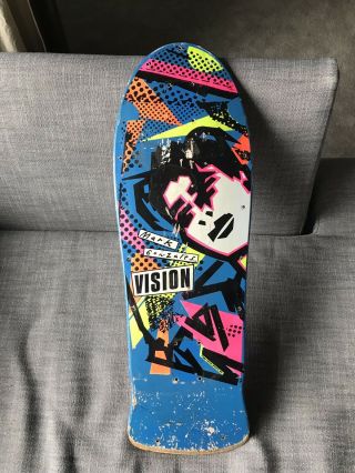 Vintage Og 1985 Vision Mark Gonzales Skateboard Deck Rare Blue Dip Hosoi Powell