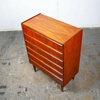 Mid Century Danish Modern Highboy Dresser Solid Teak 6 Drawer Denmark Vintage NM 6