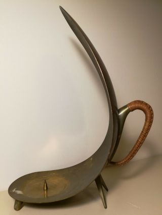 Authentic Vintage Carl Auböck Candle Holder / Wind Lantern,  Brass & Cane Austria