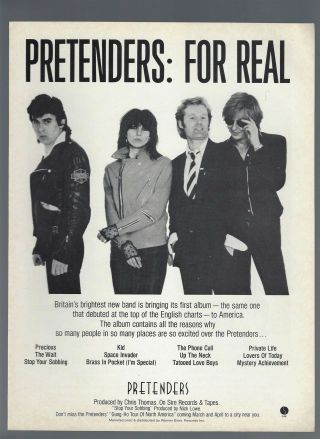 The Pretenders Debut 1st Album 1980 Small Poster Type Ad Advert (chrissie Hynde)