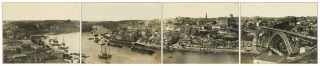 4 Part Panorama Oporto Portugal 4 Large Vintage Gelatin Silver Prints 1890/1900