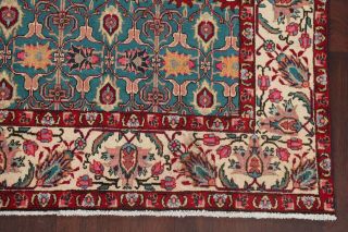 Vintage Geometric Teal Blue Kashmar Area Rug Wool Hand - Knotted Carpet 7 