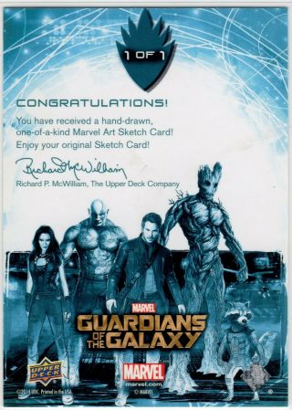2014 Guardians Of The Galaxy Blank Vertical Sketch Card