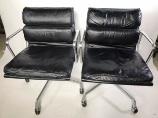 Herman Miller Eames Aluminum Group Management Chair Black Leather (2 Avail)