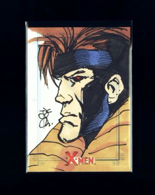 2009 Marvel X - Men Archives Sketch Card 1/1 Tone Rodriguez Gambit Gem