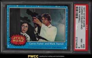 1977 Topps Star Wars Carrie Fisher & Mark Hamill 65 Psa 8 Nm - Mt