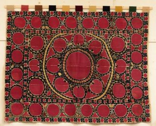 Vintage Tashkent Suzani Early 19th Century Hand Embroidered 75”x 94” Uzbekistan