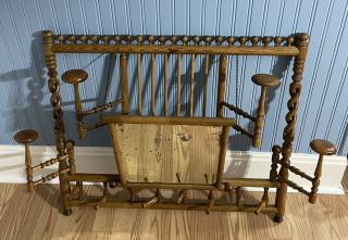 Antique Victorian Carved Oak Wood Wall Coat Hat Rack Mirror Hall Entry Rare L@@k