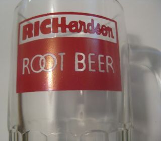 Nos Vintage Richardson Root Beer Stand Advertising Soda Glass Mug Very Old
