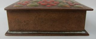 Vintage Arts & Crafts Era Hammered Copper Enamel Box 4