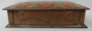 Vintage Arts & Crafts Era Hammered Copper Enamel Box 5