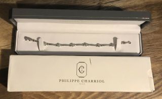 Vintage 18k White Gold And Diamond Philippe Charriol 8” Bracelet 750 18k W / Box