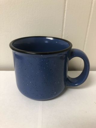 Marlboro Unlimited Coffee Mug Cup Blue Speckled Black Rim Heavyduty Vintage