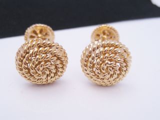 Vintage Solid 750 18k Yellow Gold Cufflinks Nautical Rope Coiled Motif