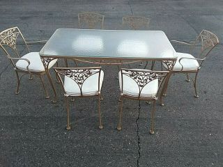 Vtg Patio Set Table Orleans Woodard 6 Chairs Acorn Delivery Available