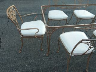 Vtg Patio Set Table Orleans Woodard 6 chairs Acorn delivery available 3