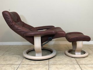Ekornes Stressless Leather Recliner Chair & Ottoman Large Size Vintage Norway 5
