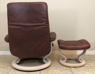 Ekornes Stressless Leather Recliner Chair & Ottoman Large Size Vintage Norway 6