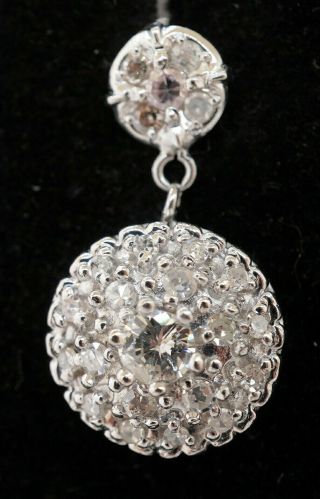 Vintage heavy 14K WG 2.  62CT diamond cluster drop dangle earrings w/ screw backs 3