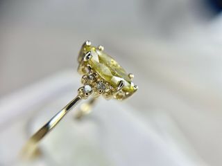 Vintage 14k Yellow Gold Fancy Yellow Color Marquise Cut Diamond Engagement Ring 4