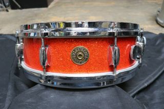 Gretsch 4x14 Progressive Jazz Snare Drum Tangerine Sparkle Vintage 1960 
