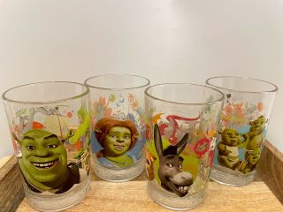 Shrek The Third Glasses Complete Set 2007 Collector Mcdonalds Dreamworks 4 Of 4