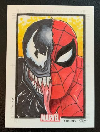 Marvel Heroes & Villains Rare Sketch Venom Spider - Man Miller Rittenhouse Beauty