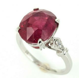 Vintage Art Deco White Gold Diamond Ruby Engagement Ring