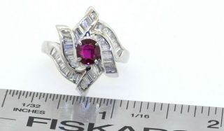 Vintage heavy Platinum 2.  60CTW VS diamond & ruby cluster cocktail ring size 7.  5 2