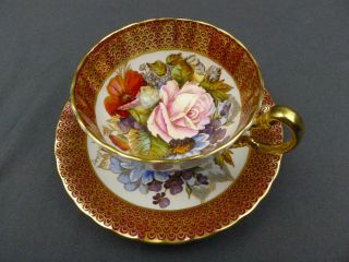 Vintage Aynsley Signed J A Bailey Pink Cabbage Rose Cup & Saucer 1233