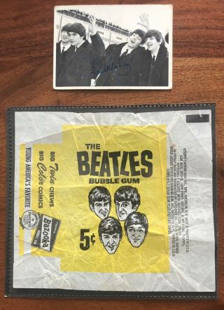 1964 Beatles Topps Bazooka Bubble Gum Wrapper And Card