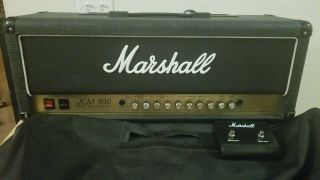Vintage Marshall Jcm 900 4100 100 Watt Tube Guitar Amp Head W Footswitch,  Cover