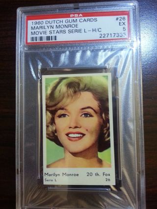 1960 Dutch Gum Card Serie L 26 Marilyn Monroe Sexy Close - Up Photo Psa 5