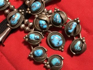 Vintage Sterling Silver Kingman Turquoise Navajo Squash Blossom Necklace Naja