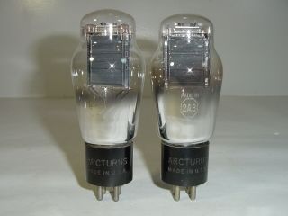 2 Vintage Arcturus 2a3 Mono Plate Spring Top Engraved Base Matched Amp Tube Pair