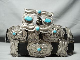 Important Vintage Navajo Turquoise Sterling Silver Authentic Concho Belt