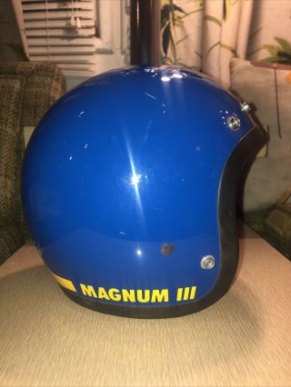 Vintage 1975 Bell Magnum Mag Iii 3 Motorcycle Car Racing Blue Helmet 7 1/4