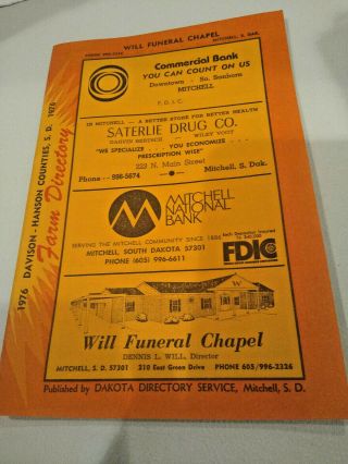 1976 Davison & Hanson County South Dakota Farm Directory - Ads - Maps Residents