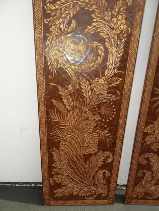 Pair Vintage Asian Oriental Maitland Smith Style Two Panel Screens Wall Pictures 6