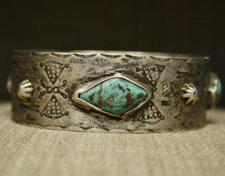 Vintage Ingot Silver Navajo Native American Whirling Log Bangle Bracelet