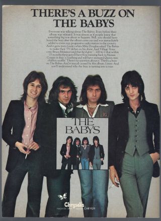 The Babys Debut,  1st Album 1977 Small Poster Type Ad,  Promo Advert (john Waite)
