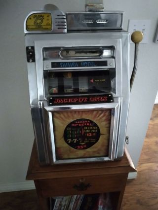 Vintage Mills 25 Cents 3 Reel Slot Machine - - Sahara Casino Slot.  $3,  000.