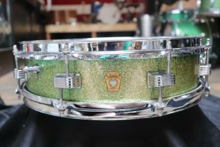 Ludwig 4x14 Downbeat Snare Drum Vintage 1966 Green Sparkle